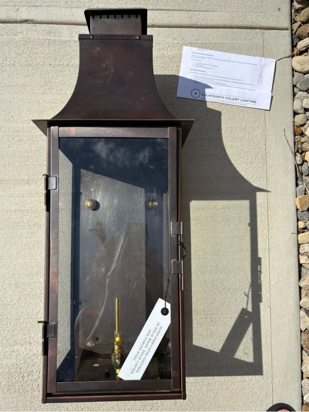 Fourteenth Colony Lighting Outdoor Gas Wall Lantern with Clear Glass